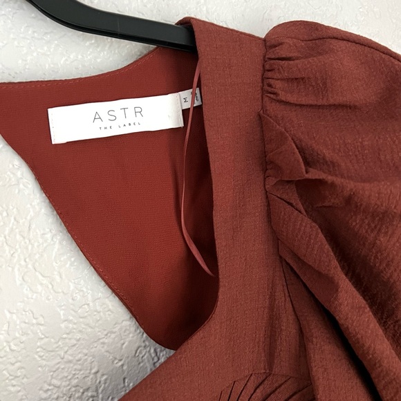 ASTR Brown Rust Blouse Long sleeves Open back Womens Quinn Casual Crop Tops M - Picture 4 of 8